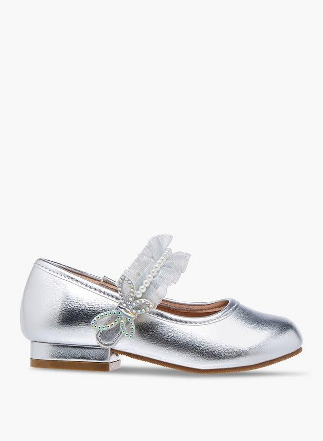 Flora Bella By Shoexpress Girls Ruffle Detail Ballerina Shoes with Hook and Loop Closure - Image 2