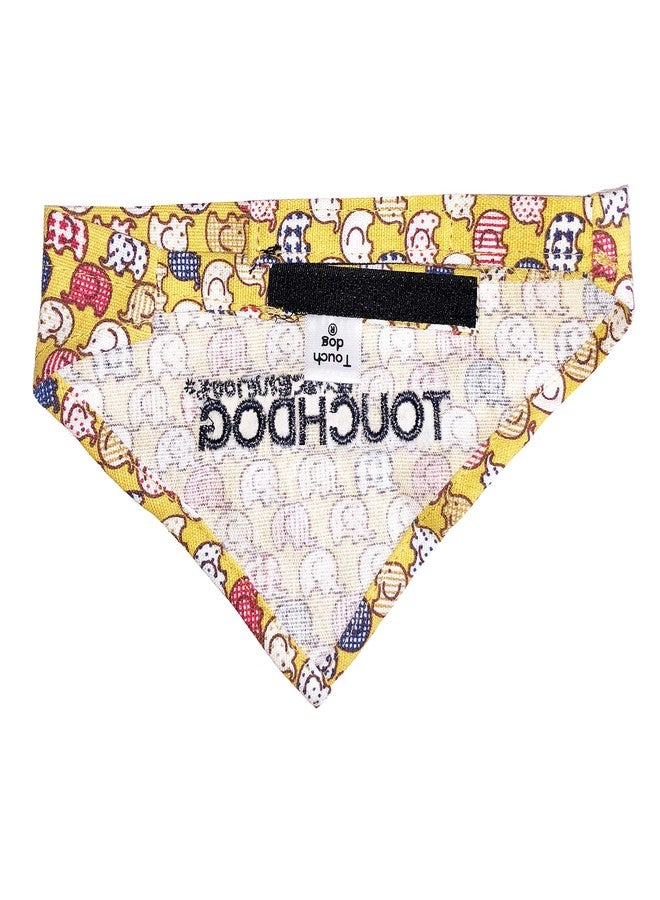 Touchdog 'Bad-to-the-Bone' Elephant Patterned Fashionable Velcro Bandana , Small, Yellow - Image 2