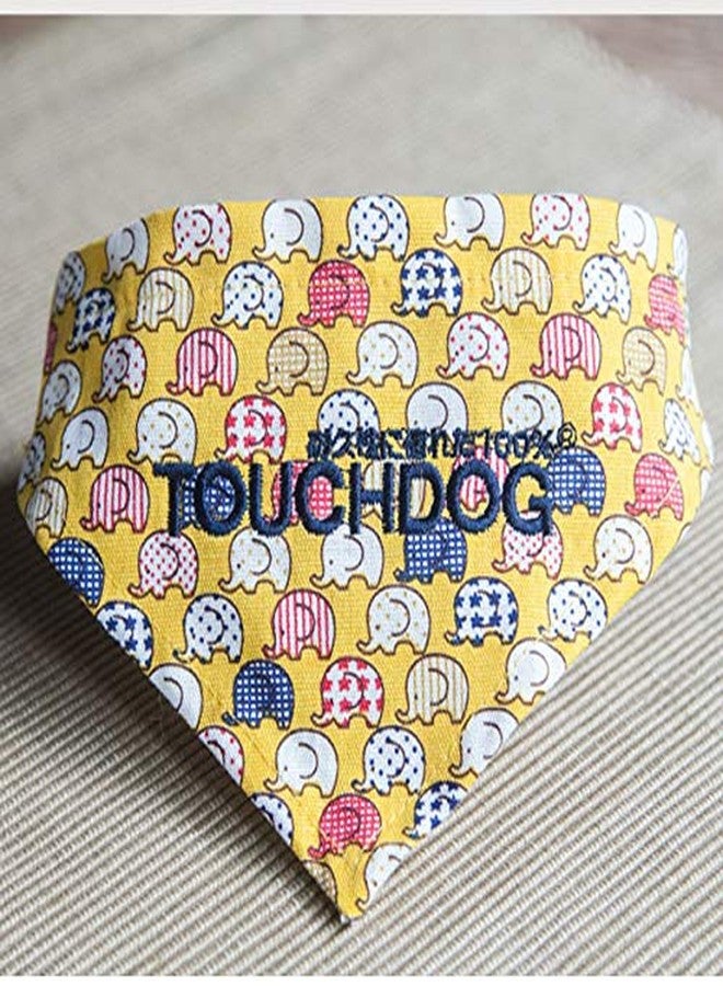 Touchdog 'Bad-to-the-Bone' Elephant Patterned Fashionable Velcro Bandana , Small, Yellow - Image 3