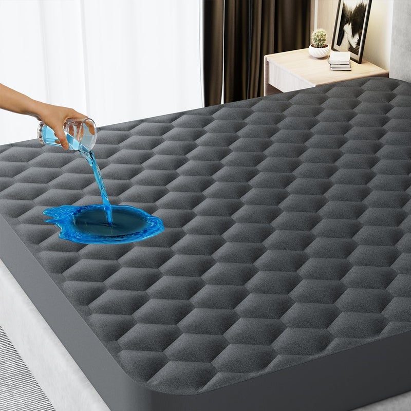 Queen Mattress Protector Waterproof Mattress Pad Noiseless with Deep Pocket for 821 inches Mattress Soft Breathable Bed Mattress Cover Washable for Home Bedroom Hotel Queen Size Dark Gray