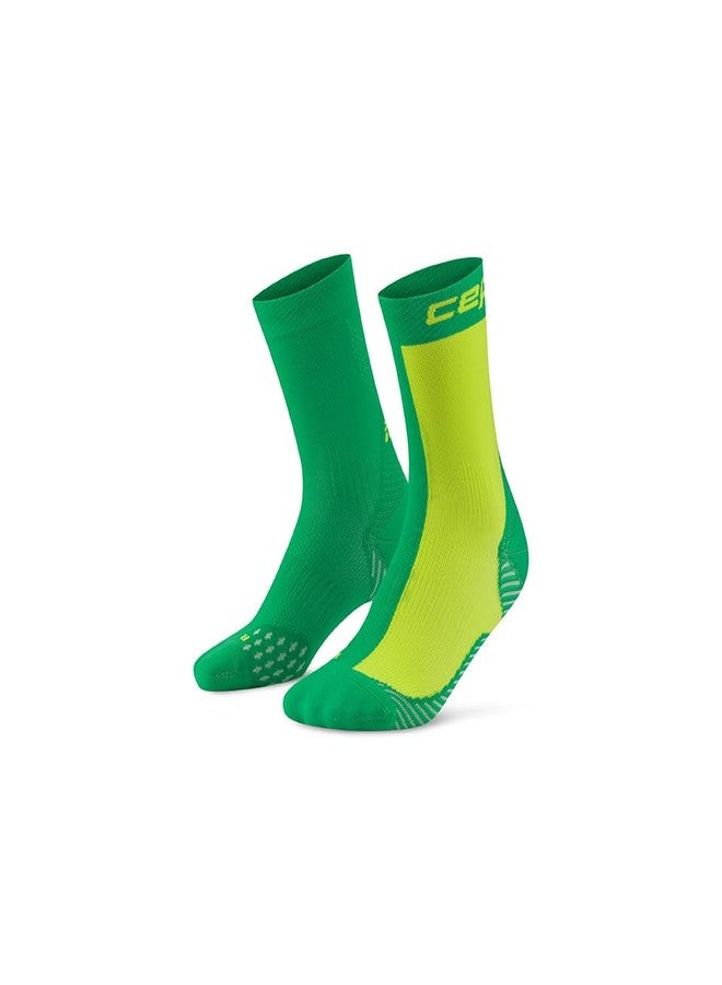 CEP Core Run Half & Half Mid Cut Socks, Green/Lime, Unisex, LG - Image 1