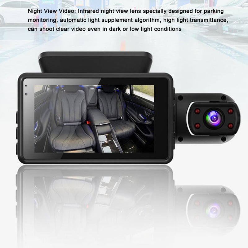 1440P DVR Dash Camera Front & Inside Dual Camera Car Dashcam 3.5 Inch IPS Screen Driving Recorder 170° Wide Angle with Night Vision Built-in WiFi G-Sensor Parking Monitor Loop Recording - Image 5