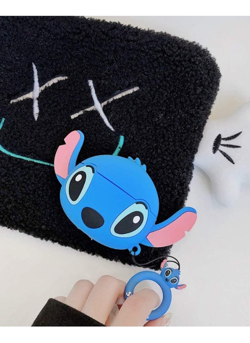 STITCH - Compatible with Stitch AirPods Pro, AirPods Pro 2 Protective Silicone Cute Funny Kawaii for Stitch AirPods Case, Kids Teens Boys Girls Cartoon 3D Cover for AirPods Case Stitch with Ring (Big Ear Blue Stitch) - Image 1