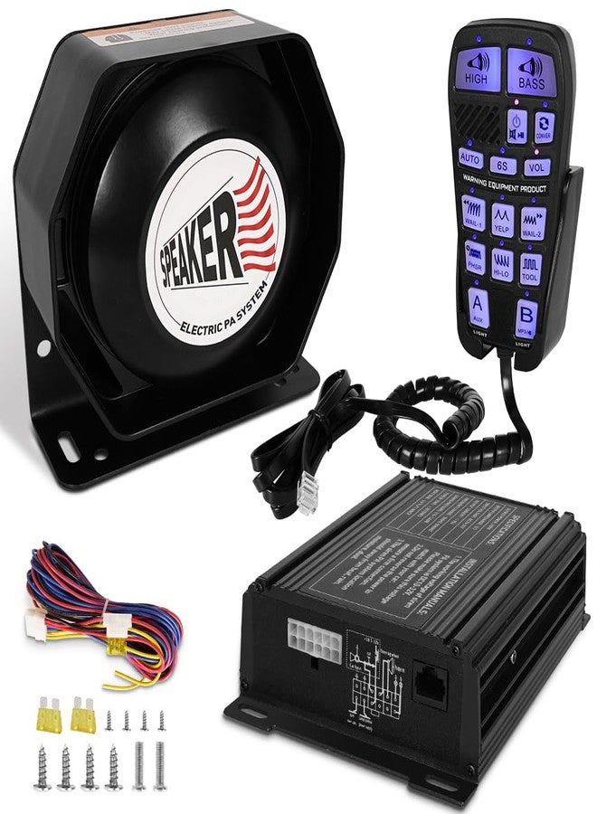 LRTER Emergency Police Siren 200W Multi-Tones PA System Slim Speaker Sirens with Handheld Controller & Mic Microphone Warning Electronic Alarm Horn Kit for Tow Truck Car Vehicles Pickup UTV ATV POV RV - Image 1