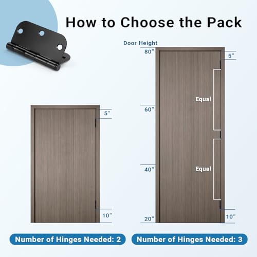 KNOBWELL 24 Pack Matte Black Door Hinges No Squeak 3.5" x 3.5" Extruded Solid Brass Door Hinge with Black Finish, Interior Door Hinges, 5/8" Radius Corners - Image 4