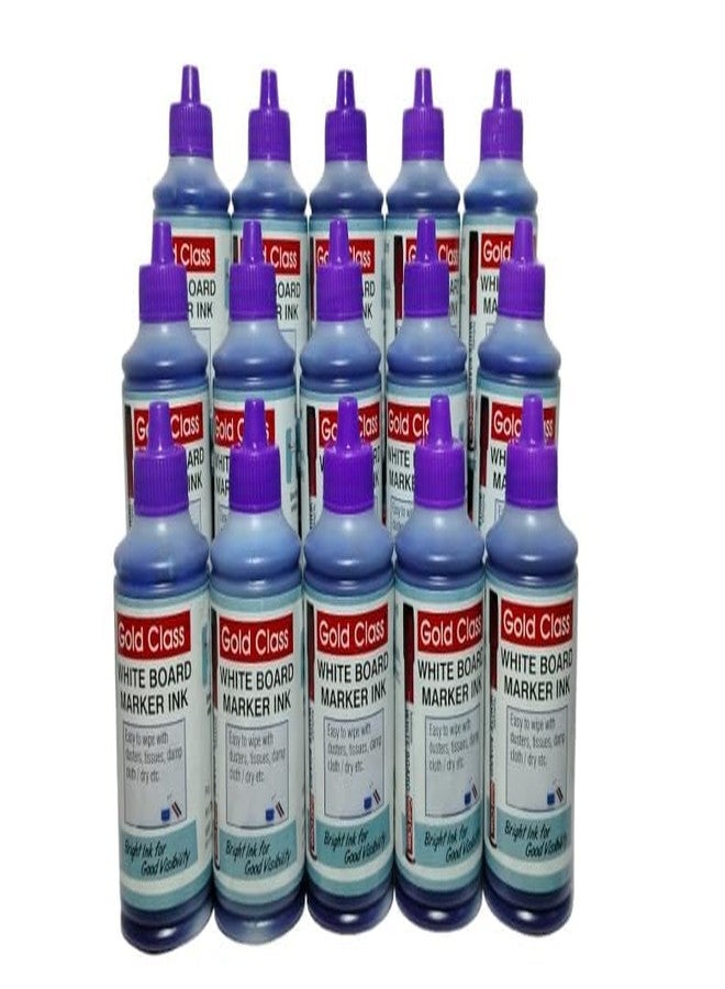 Gold Class Whiteboard Marker Ink, 100ML | Easily refillable | Suitable for Whiteboard Markers with Multiple Surfaces | Office & School Stationery - Pack of 15 (Blue) - Image 1