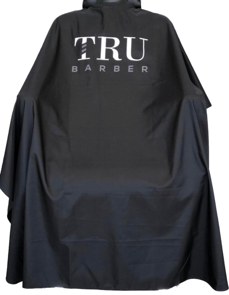 TRU BARBER Silicone Neck Cape, 100% Polyester, Lightweight and Waterproof, Professional Hair Salon Cutting Cape With Snap Closure, 50" x 58" (Black/White) - Image 1