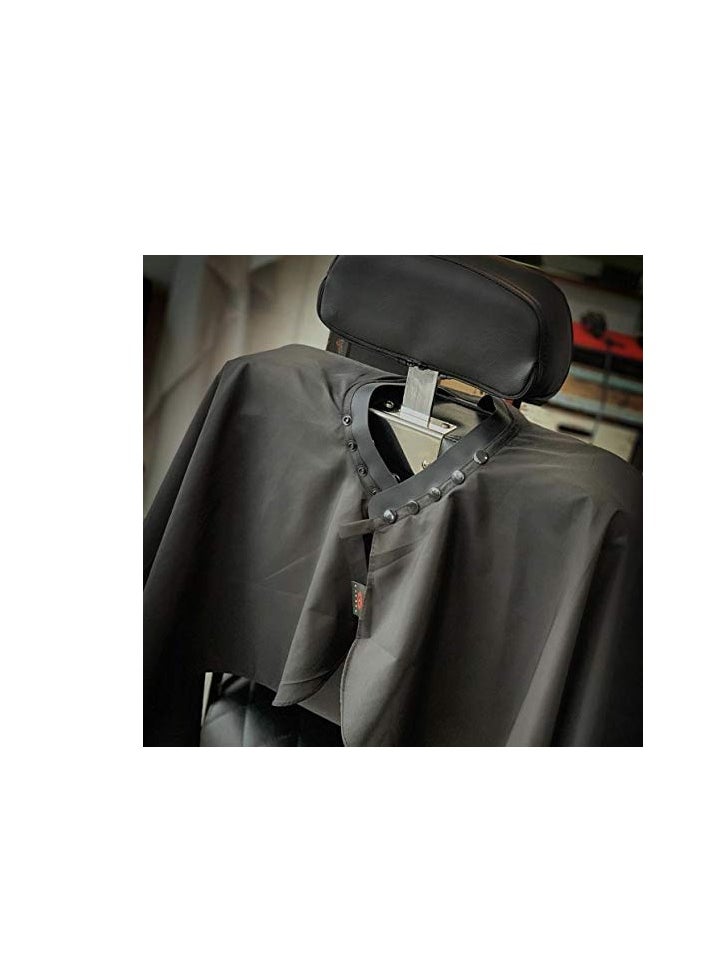 TRU BARBER TRU BARBER Silicone neck cape, 100% Polyester, light weight cape and Waterproof, Professional Cape with Snap Closure Hair Salon Cutting Cape, 50" x 58” (Black/White)  - Image 4