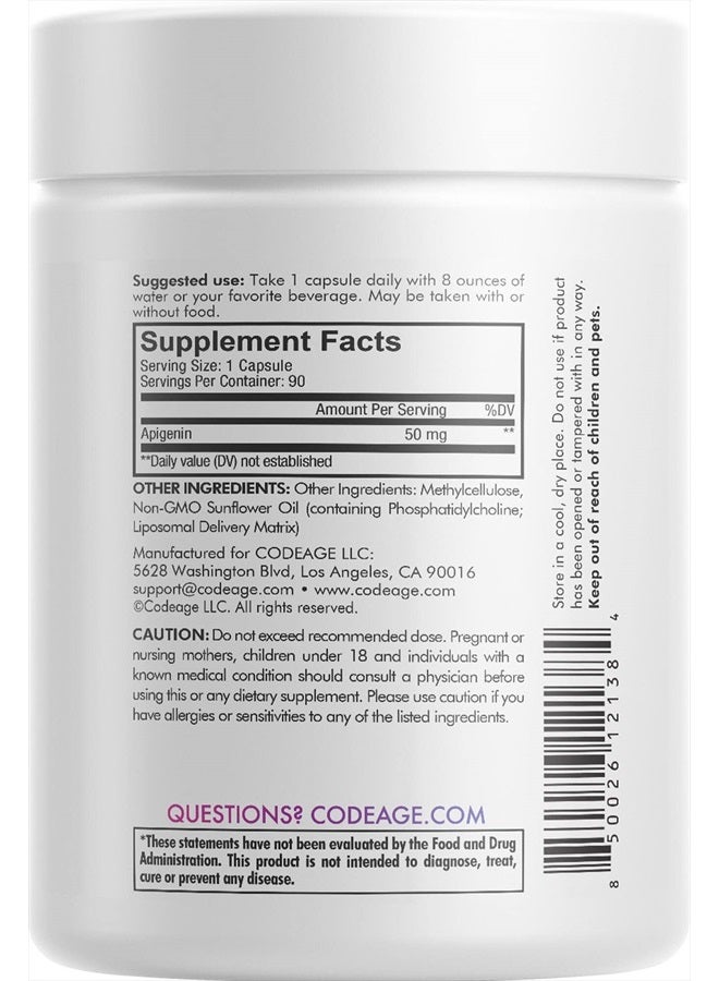 Codeage Liposomal Apigenin Supplement, 3-Month Supply, Daily Flavonoid Chamomile Extract, Liposomal Phospholipid Complex, Non-GMO Sunflower Oil, Phosphatidylcholine Vegan Blend, Gluten-Free, 90 Count - Image 5