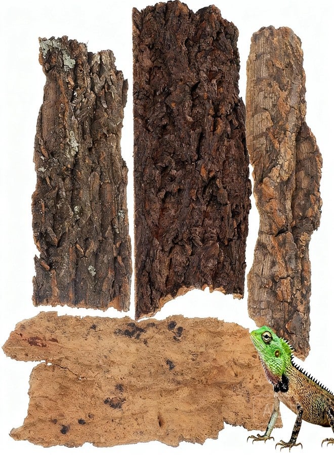 VOSCHOIX 4PCS Reptile Cork Bark, Natural Cork Terrarium Background Reptile Climbing Mat Habitat Decor for Turtles, Lizards, Bearded Dragons, Chameleons - Image 1