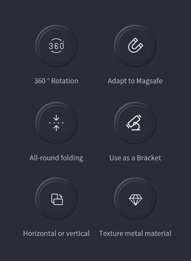 Happy D Smartphone holder with a magnetic ring for MagSafe Dual-Side Magnetic technology. It serves as a removable gym phone grip with a kickstand, compatible with iPhone 16/15/14/13/12 series and magnetic car mounts - Image 2