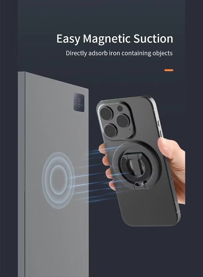 Happy D Smartphone holder with a magnetic ring for MagSafe Dual-Side Magnetic technology. It serves as a removable gym phone grip with a kickstand, compatible with iPhone 16/15/14/13/12 series and magnetic car mounts - Image 3