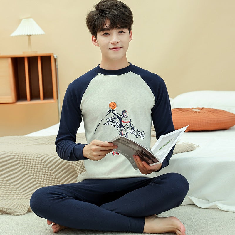 Teenagers' Autumn Clothes And Long Trousers, Boys' Thermal Intimates Set, Female Middle School Students' Bottoming Pure Cotton Sweaters, Kidsren'S Pajamas - Image 1