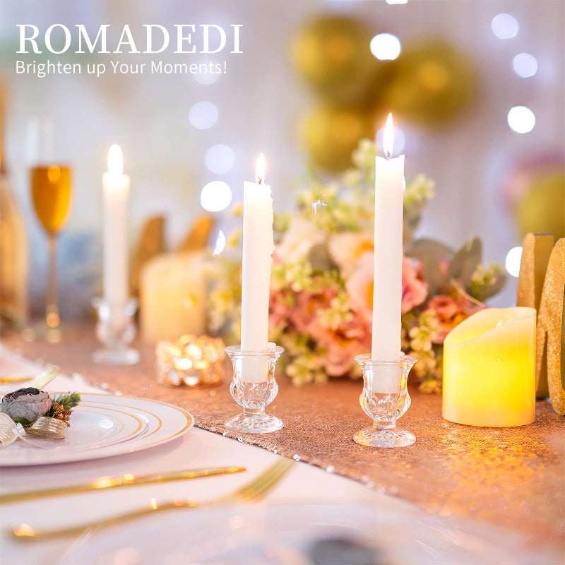 Romadedi Glass Taper Candle Holders - Clear Small Candlestick Holder Bulk, Thicker Glass Candle Sticks Set for Wedding Christmas Party Dining Table Table Centerpiece Decor, 2Pcs - Image 4