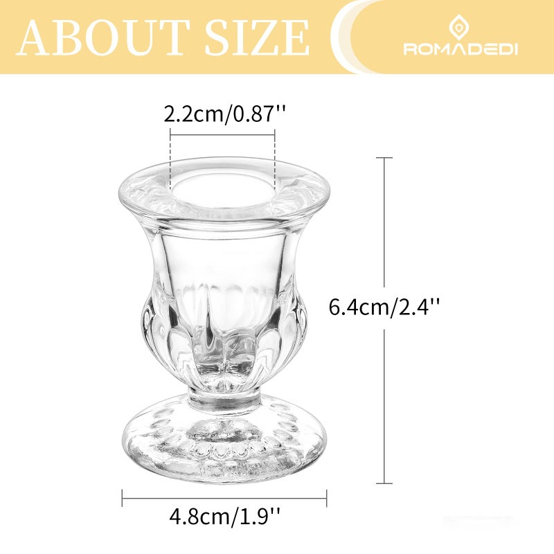 Romadedi Glass Taper Candle Holders - Clear Small Candlestick Holder Bulk, Thicker Glass Candle Sticks Set for Wedding Christmas Party Dining Table Table Centerpiece Decor, 2Pcs - Image 5