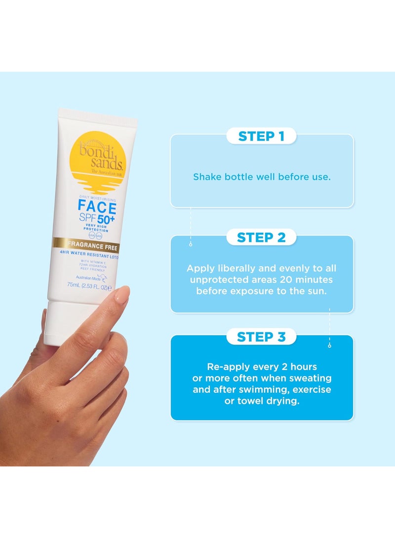 BONDI SANDS Daily SPF 50+ Facial Sunscreen Lotion - Lightweight & Non-Greasy, Absorbs Quickly and Won't Clog Pores for Everyday Protection (75 ml) - Image 4