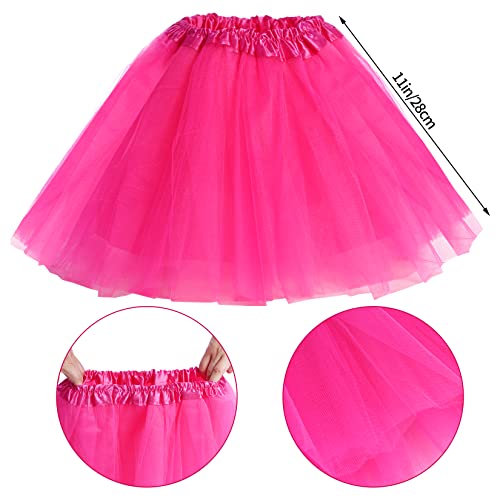 jiebor 80s Costume Accessories Outfits for Girls Tutu Skirt Leg Warmers Fishnet Gloves Shutter Glass Headband Necklace Hot Pink - Image 2