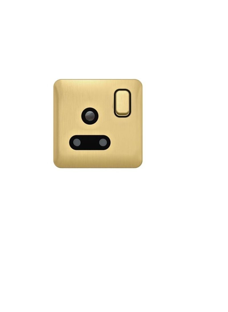 Schneider Electric Schneider Electric Lisse GGBL3090BSBS - Round Pin Switched Socket - 1 Gang - 15A Satin Brass with Black Interior  - Image 1