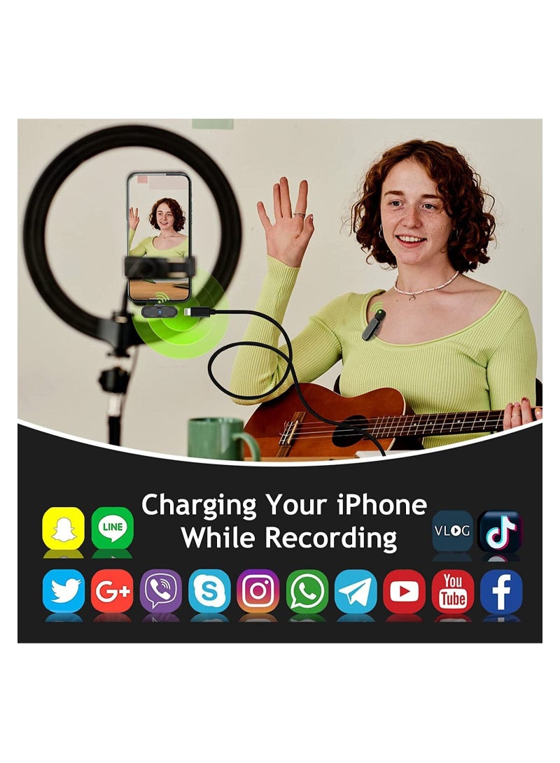 Wireless Microphones with Charging Case Portable Video Recording Studio Rechargeable Mic Receiver Low Latency Interview (2 Lightning MIC)  - Image 5