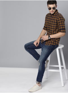 Dennis Lingo Men's Slim Fit Mustard Casual Cotton Spread Shirt  - Image 5