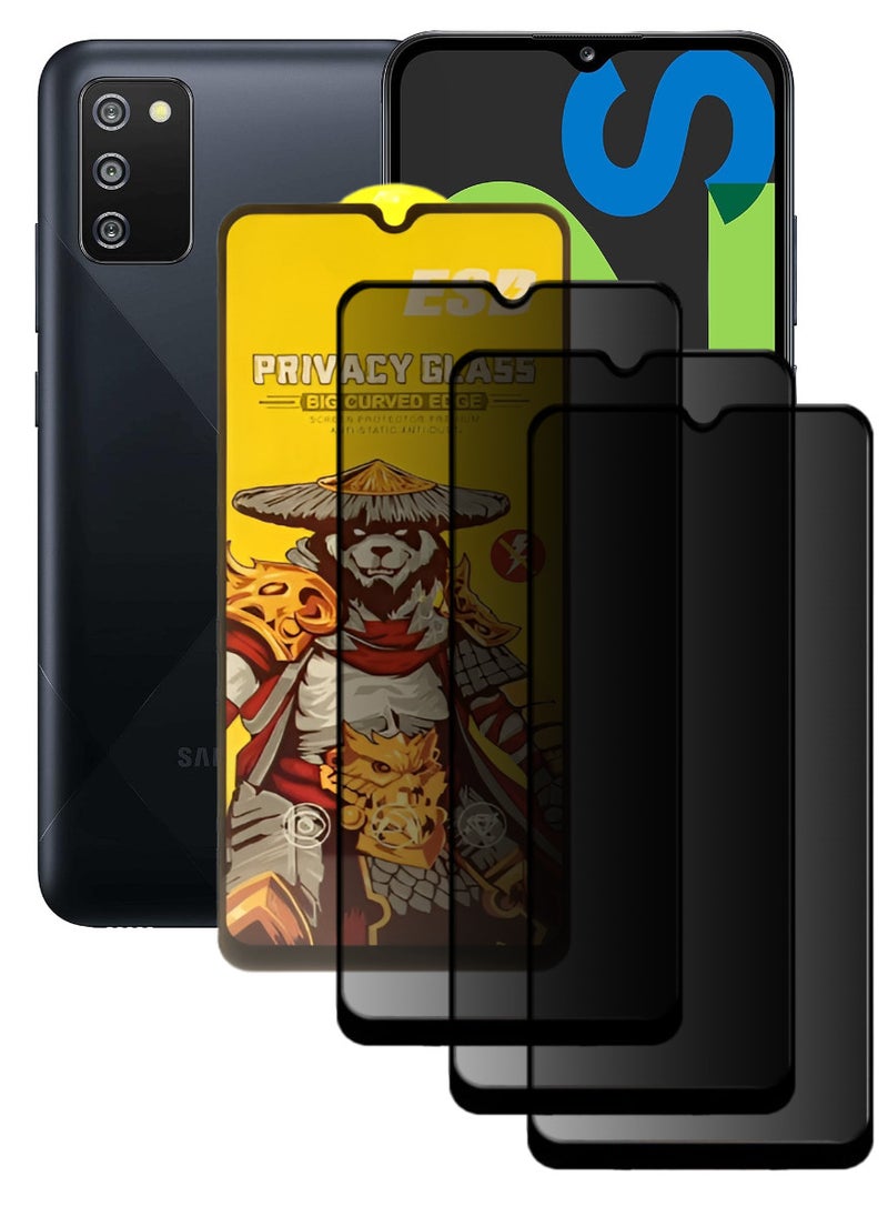 ESD 3 Pieces Tempered Dustproof Privacy Glass Screen Protector Compatible For Samsung Galaxy F02s - Image 1