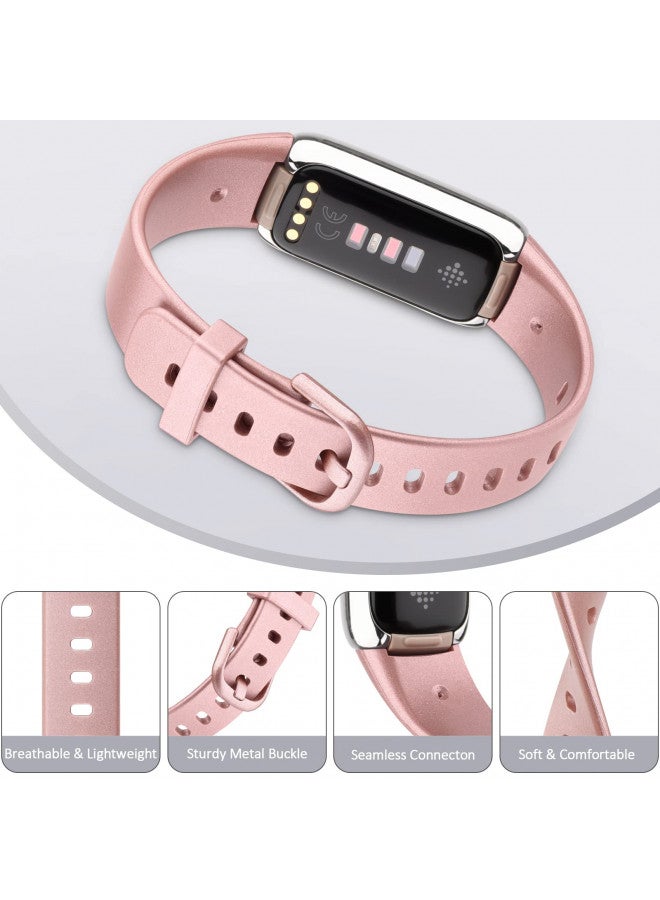Tobfit Band Replacement for Fitbit Luxe Band, Sport Silicone Flexible Watch Strap Replacement Wristbands for Fitbit Luxe Bands Women Men, Small, Metallic Rose Gold - Image 1