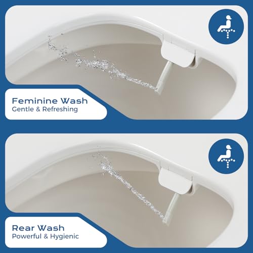 Clirass Elongated Bidet Toilet Seat – Non-Electric, Slow-Close Lid, Adjustable Water Pressure, Self-Cleaning Dual Nozzles for Frontal & Rear Wash – Hygienic Fresh Water Bidet Seat with Brass Inlet (Elongated) - Image 2