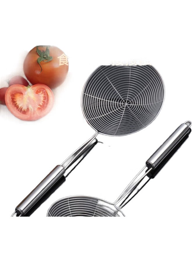 Dipple 304 Stainless Steel Strainer Skimmer, Large Slotted Spoon With Long Handle, Oil Frying Skimmer, Filter Ladle, Large Size With Hook, Noodle Scoop - Image 1