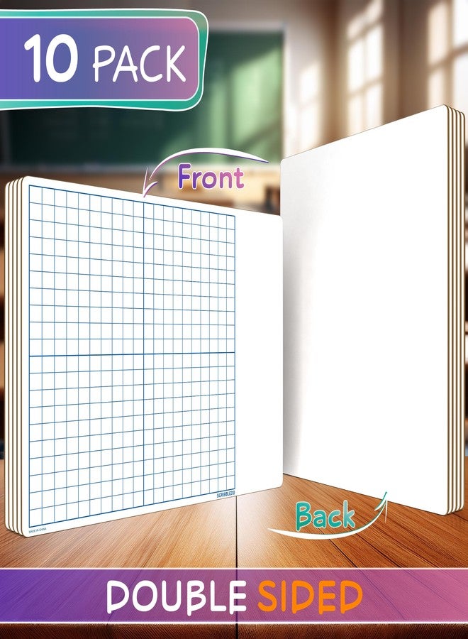 SCRIBBLEDO 10 Pack Dry Erase Graph Whiteboard 11"x14" Double Sided Dry Erase Board with Grid for Home School Classroom Kids and Students Portable Grid Board for Graphing and Geometry Coordinate Plane - Image 3