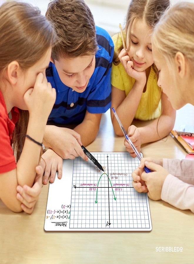 SCRIBBLEDO 10 Pack Dry Erase Graph Whiteboard 11"x14" Double Sided Dry Erase Board with Grid for Home School Classroom Kids and Students Portable Grid Board for Graphing and Geometry Coordinate Plane - Image 2