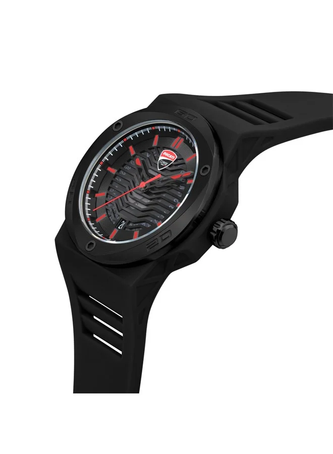 Ducati Corse Tradizione Black Silicon Strap Watch For Men Water Resistant 10 Atm  - DTWGN0000505