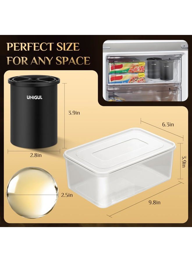 Unigul Clear Ice Cube Maker, 2.5" Stainless Steel Crystal Clear Ice Ball Maker, Non-BPA Silicone Ice Cube Molds for Whiskey Easy Release Ice Maker, Bourbon Gifts for Men (Black, 4 PACK) - Image 3