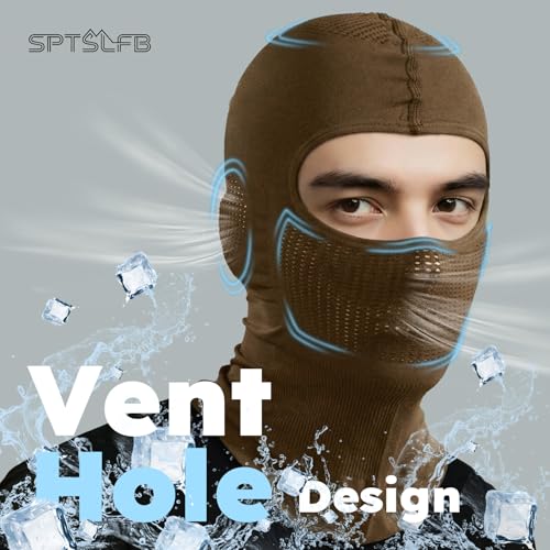 SPTSLFB Lightweight Motorcycle Balaclava for Men and Women - Ski Face Mask with Quick-Dry Lining for Skiing, Cycling, Hiking Desert Tan - Image 3