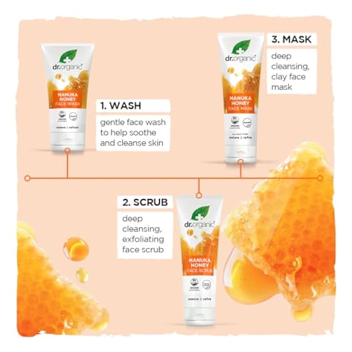 dr.organic Dr. Organic Manuka Honey Face Wash | Gentle, Soothing, Cleansing, For Dry and Sensitive Skin, Certified Organic, Paraben & SLS-Free, Natural, 150 mL / 5 fl oz - Image 5