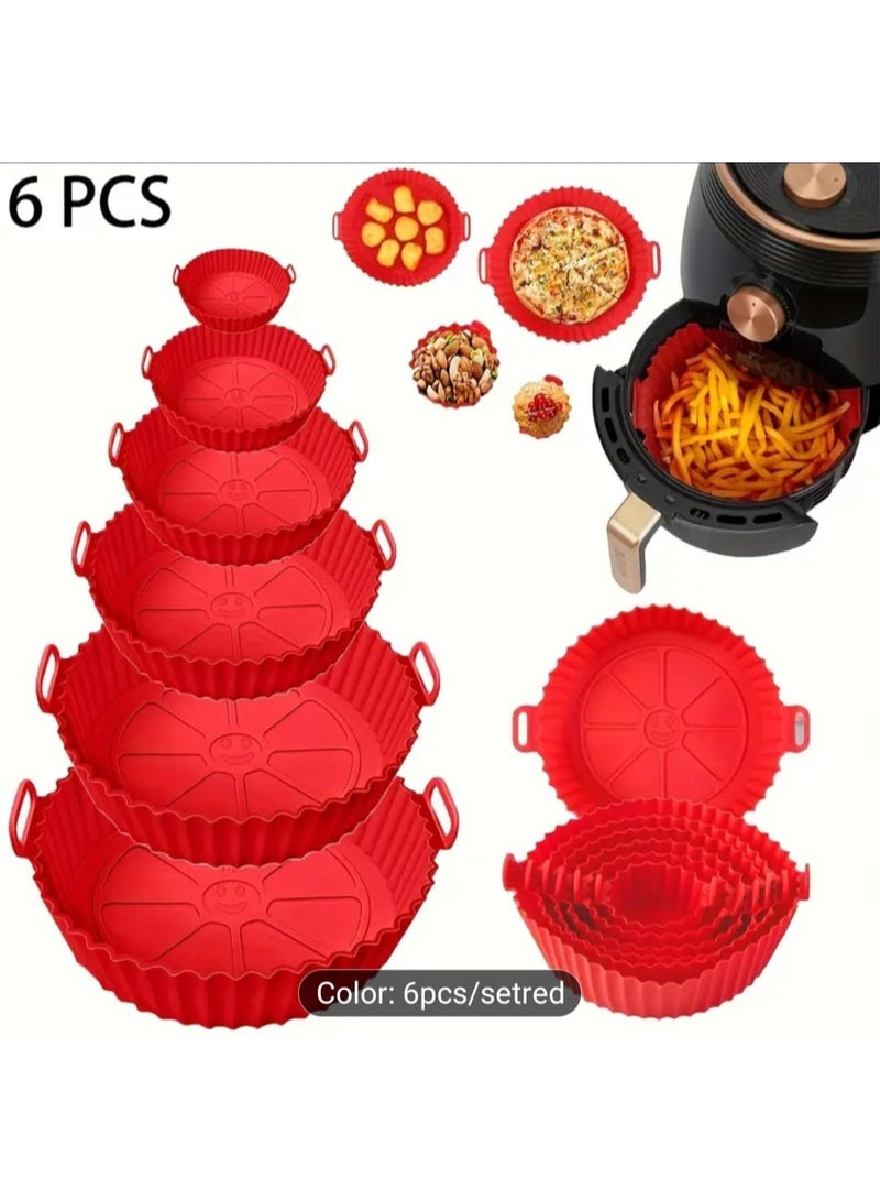 إل ديس مجموعة من 6 صواني خبز من السيليكون Flexi Bake Air Fryer - غير لاصقة، قابلة للطي ومتينة، أدوات خبز متعددة الاستخدامات للعطلات، آمنة غذائيًا، مناسبة للكعك والبسكويت، قابلة للغسل في غسالة الأطباق - Image 1