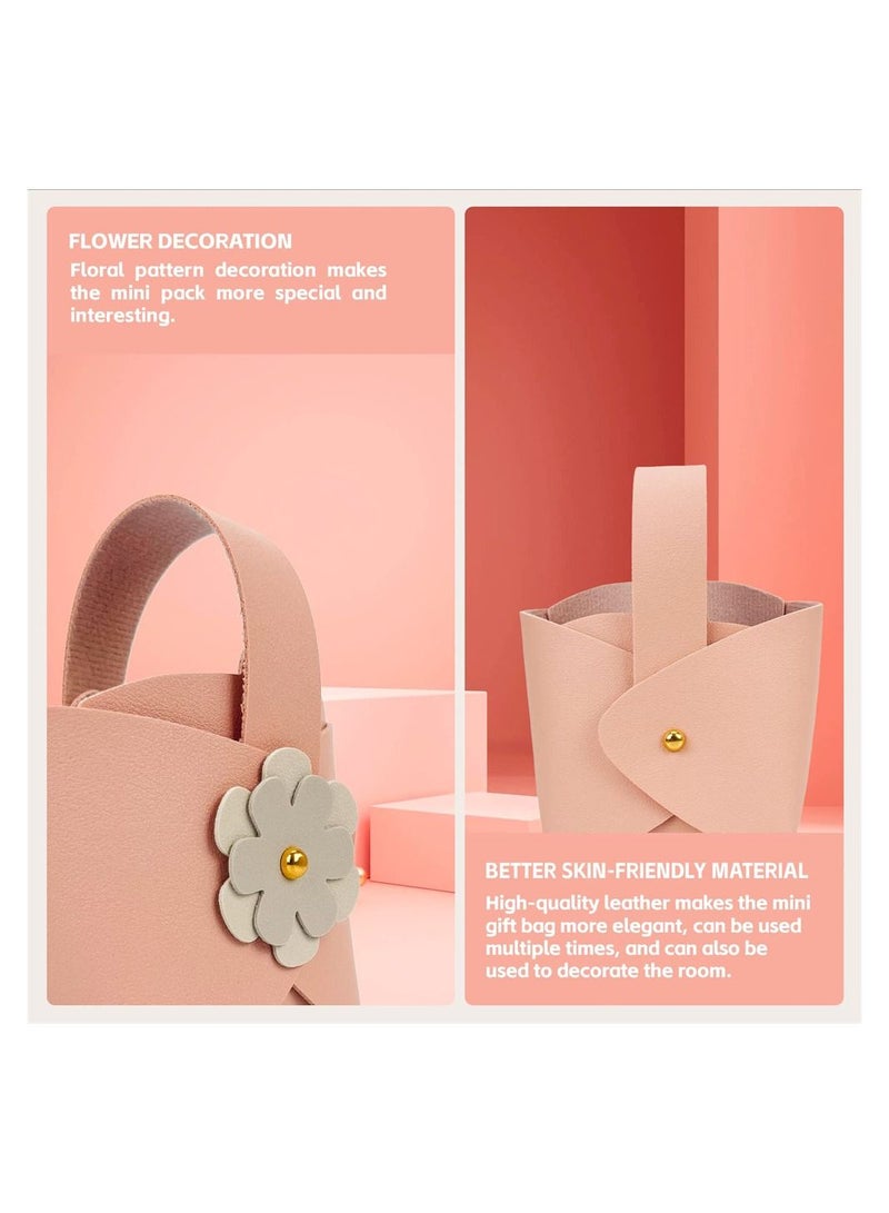 SYOSI Flower Leather Gift Boxes, 10 Pack Cute Reusable Candy Box, Birthday Wedding Party Favor Bags Set, Small Handbags with Handle for Mother Day Anniversary Bridal Party Supplies, Pink - Image 2