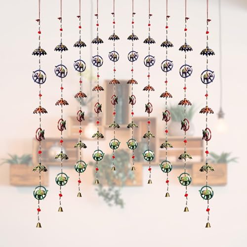 Suvasane Handmade Decorative Multicolor Elephant Door Hanging with Umbrella Home Decor- Garden/Window Décor (Set of 2) - Image 5