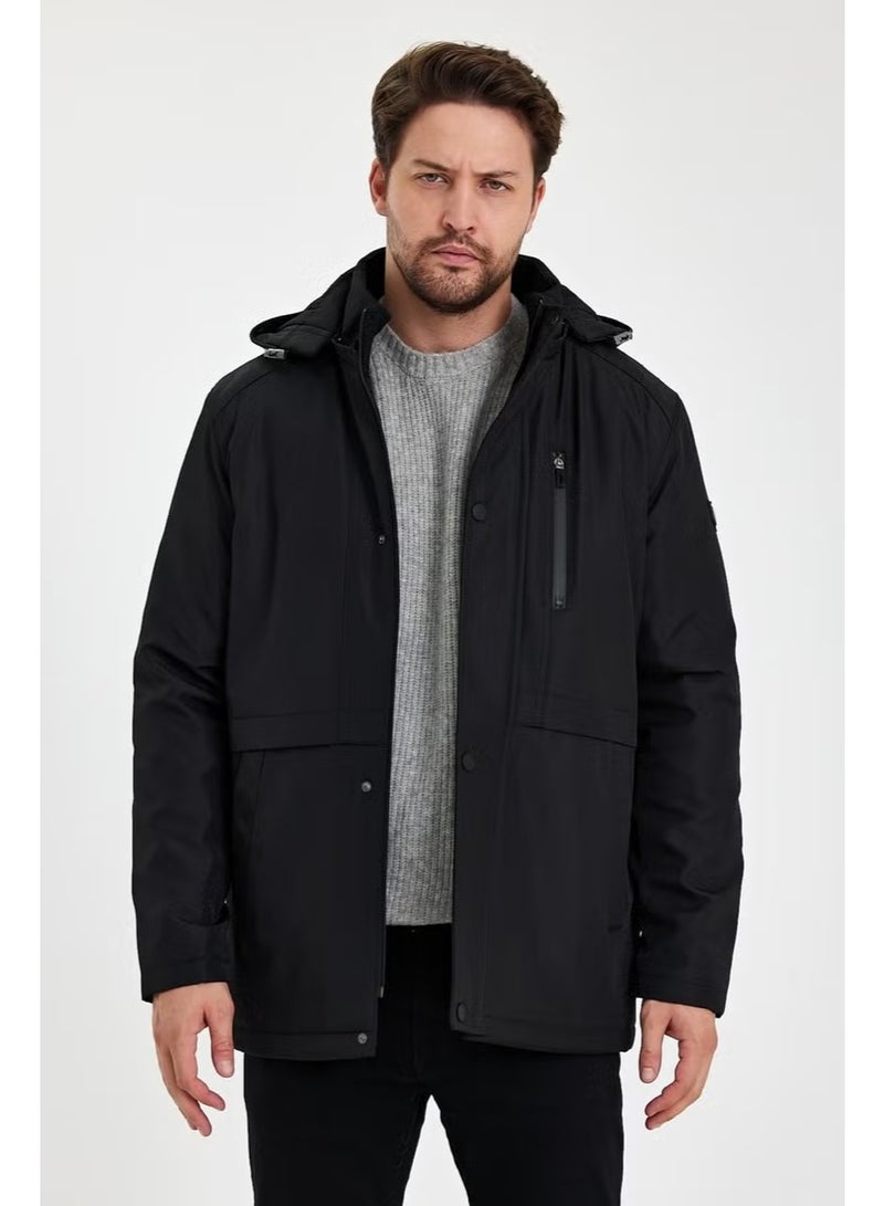 Sivaist Black Thick Fur Lined Detachable Hooded Windproof and Waterproof Jacket&Coat - Image 3