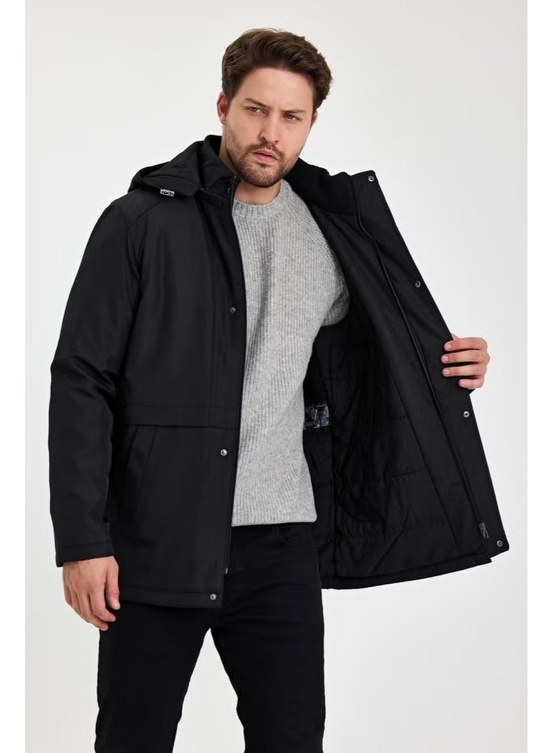 Sivaist Black Thick Fur Lined Detachable Hooded Windproof and Waterproof Jacket&Coat - Image 4