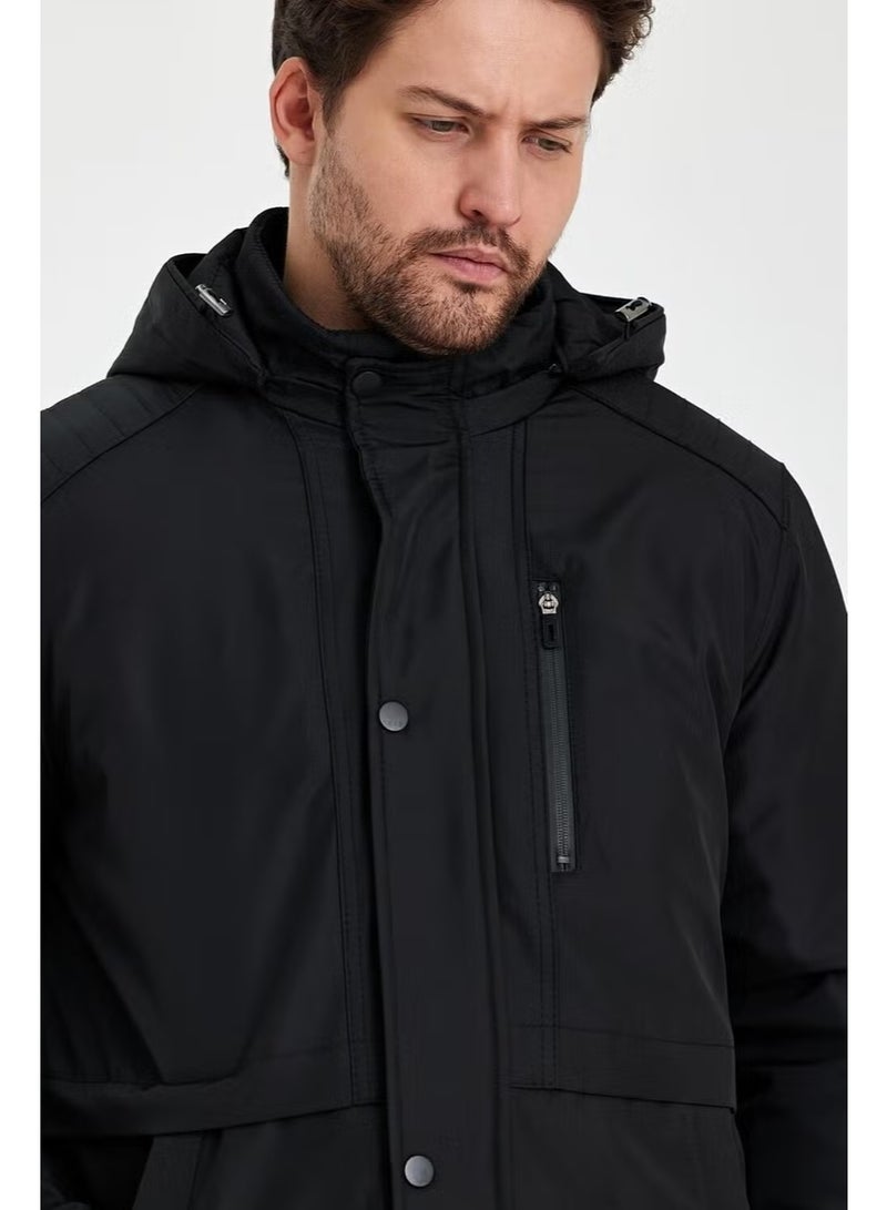 Sivaist Black Thick Fur Lined Detachable Hooded Windproof and Waterproof Jacket&Coat - Image 5
