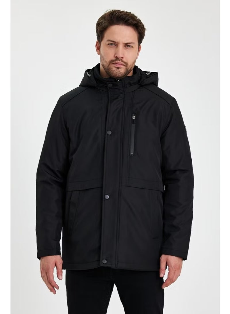 Sivaist Black Thick Fur Lined Detachable Hooded Windproof and Waterproof Jacket&Coat - Image 1