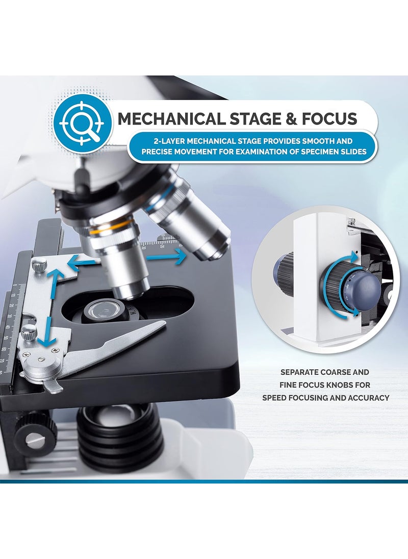 AmScope AmScope B120 Series Student  Professional LED Binocular Compound Microscope  40X2500X Magnification  Includes 03MP USB 20 Camera  Siedentopf Head  - Image 5