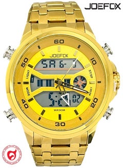 JoeFox Men's Watch Stainless Steel Fashion Analog Digital Wrist Watch Dual Dial Time Waterproof Quartz Watch Dual Time  - Image 1