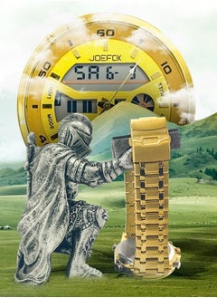 JoeFox Men's Watch Stainless Steel Fashion Analog Digital Wrist Watch Dual Dial Time Waterproof Quartz Watch Dual Time  - Image 4