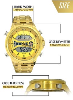 JoeFox Men's Watch Stainless Steel Fashion Analog Digital Wrist Watch Dual Dial Time Waterproof Quartz Watch Dual Time  - Image 5