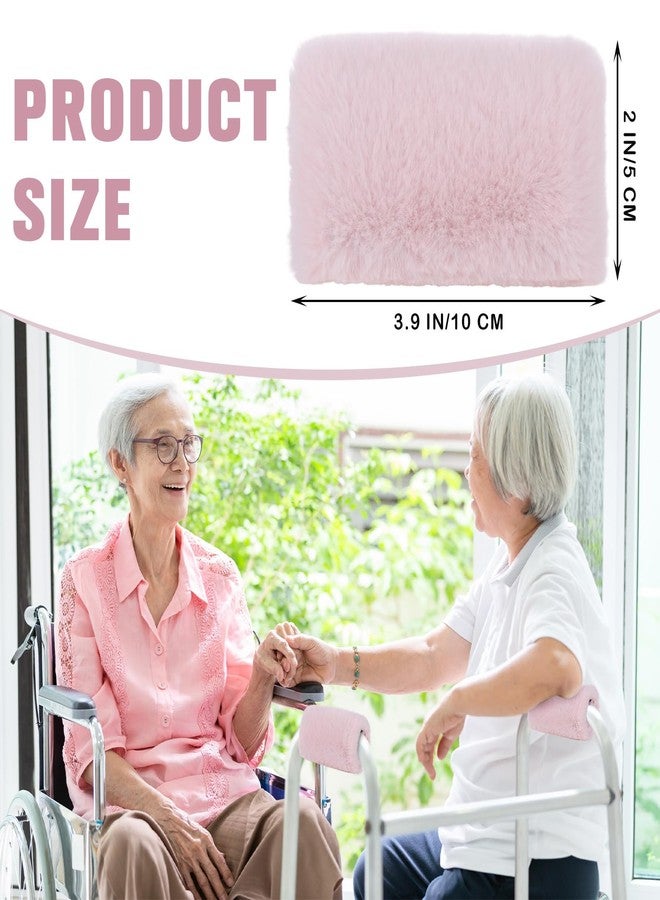Threlaco 2 Pcs Walker Handle Cushions Fluffy Walker Hand Pads Universal Padded Rollator Hand Cover for Folding Rolling Wheelchair, Senior, Elderly Grippers, with 2 Extra Foam Pads(Pink) - Image 2