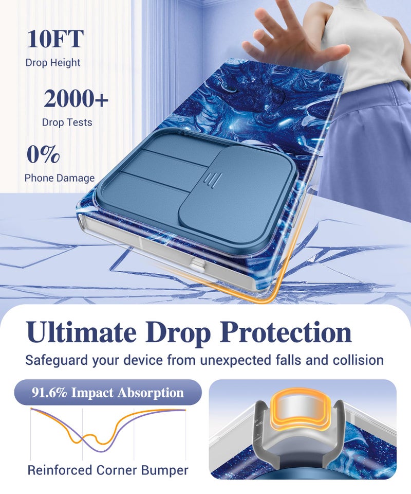 GVIEWIN for Samsung Galaxy S25 Ultra Case with Slide Camera Cover, [Screen Protector] [Shockproof Military Grade Drop Protection] Marble Slim Fit Hard PC Phone Cover S25 Ultra 6.9" 2025 (Star Abyss) - Image 4