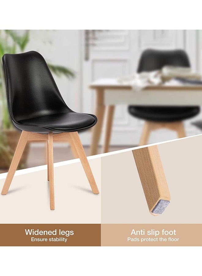 3-Piece Dining Set Compact Mid-Century Modern Black Table And 2 Black Chair Set for Home