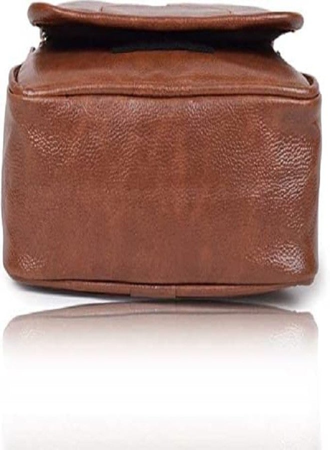 Nyfee Stylish PU Leather 1 Compartment Sling Bag/Cross Body/Travel/Office/Messenger/Business/One Side Shoulder Bag for Men & Women (Capacity - 7L) (Tan) - Image 4