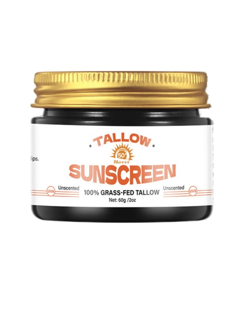 Generic Tallow Sunscreen SPF 50+, 100% Grass-Fed Tallow & Honey Extract | Non-Greasy, UVA/UVB Protection | Clean Balm for Face & Body, 2oz  - Image 1